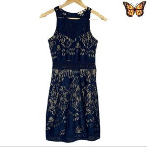 REBELLION Sleeveless Lace Overlay Dress Size Small